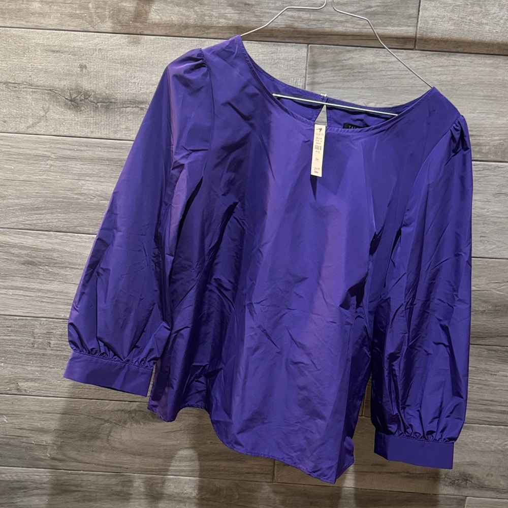 Talbots Purple Puff-Sleeve Blouse